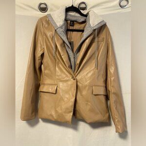 Rachel Zoe Vegan Leather Blazer With Removable Hoodie